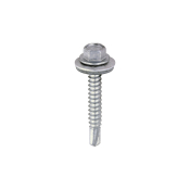 5.5x38 Hex Metal to Light Section Steel Self Drilling ExteriorScrew and Washer Silver Pack 100