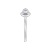 5.5x50 Hex Metal to Light Section Steel Self Drilling Exterior Screw and Washer Silver Pack 100