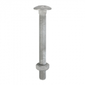 M8x130 Carriage Bolt & Nut DIN 603 Hot Dipped Galvanised Gr.4.8 Pack 50
