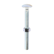 M12x130 Carriage Bolt & Nut Din603 Zinc Plated Gr.4.8 Pack 10