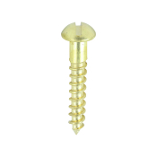 No8x1 Slotted Round Woodscrew Brass Pack 200