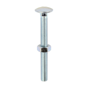 M10x100 Carriage Bolt & Nut Din603 Zinc Plated Gr.4.8 Pack 25