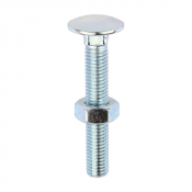 M10x65 Carriage Bolt & Nut DIN 603 Zinc Plated Gr.4.8 Pack 50