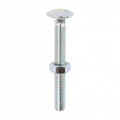 M10x90 Carriage Bolt & Nut DIN 603 Zinc Plated Gr.4.8 Pack 25