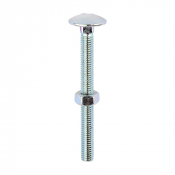 M6x65 Carriage Bolt & Nut DIN 603 Zinc Plated Gr.4.8 Pack 100