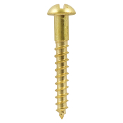 No4x1/2 Slotted Round Woodscrew Brass Pack 200