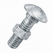 M16x60 Carriage Bolt & Nut DIN 603 Hot Dipped Galvanised Gr.4.6 Pack 50
