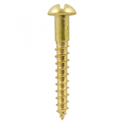 No6x11/2 Slotted Round Woodscrew Brass Pack 200