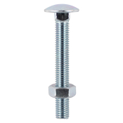 M8x45 Carriage Bolt & Nut Din603 Zinc Plated Gr.4.8 Pack 100