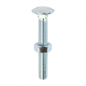 M10x75 Carriage Bolt & Nut DIN 603 Zinc Plated Gr.4.8 Pack 50