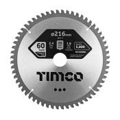 216x30x60T Circular Saw Blade Minus 5 Degree Aluminium Fine Cut Timco