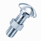 M6x65 Carriage Bolt & Nut DIN 603 Zinc Plated Gr.4.8 Pack 10