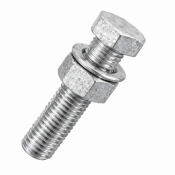 M12x50 Hex Setscrew & Nut & Washer Din933 Hot Dipped Galvanised Gr.8.8 Pack 200