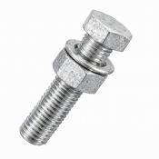 M20x70 Hex Setscrew & Nut & Washer Din933 Hot Dipped Galvanised Gr.8.8 Pack 50