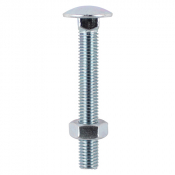 M8x130 Carriage Bolt & Nut DIN 603 Zinc Plated Gr.4.8 Pack 3