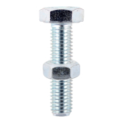 M10x70 Hex Setscrew & Nut Din933 Zinc Plated Gr.8.8 Pack 2