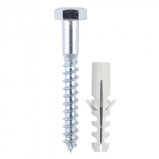 8x100 Coachscrew & Plug DIN 571 Zinc Plated Pack 12