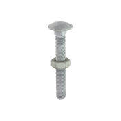 M10x75 Carriage Bolt & Nut Din603 Hot Dipped Galvanised Gr.4.8 Pack 50