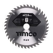216x30x40T Circular Saw Blade Wood/Board Timco