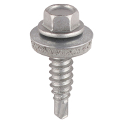 6.3x22 Sheet Metal to Sheet Metal Self Drilling Bi Metal Exterior Stitching Screw and Washer Silver