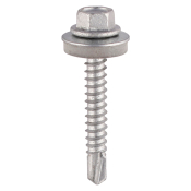 5.5x50 Hex Metal to Light Section Bi MetalSelf Drilling Exterior Screw and Washer A2/Silver Pack 100