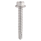 5.5x70 Hex Metal to Light Section Bi Metal Self Drilling Exterior Screw and Washer A2/Silver Pack 10