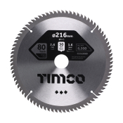 216x30x80T Circular Saw Blade Wood/Board Timco