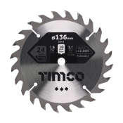 136x10x24T Hand Held Circular Saw Blade Wood/Board Medium Cut Timco