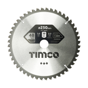 250x30x48T Mitre Saw Blade 0 degrees Medium Cut Timco
