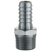 Male Hose Tail Connector, Male Thread BSP Tapered 3/8, HoseTail 9.5mm (3/8) i/d Hose