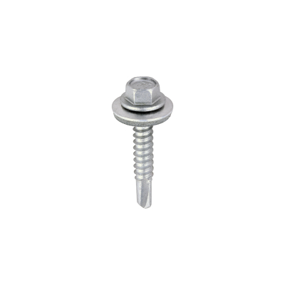 5.5x32 Hex Metal to Light Section Steel Self Drilling Exterior Screw and Washer Silver Pack 100