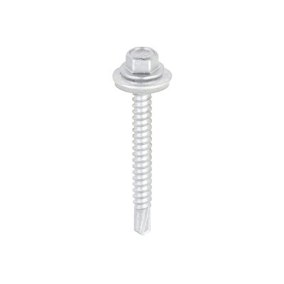 5.5x50 Hex Metal to Light Section Steel Self Drilling Exterior Screw and Washer Silver Pack 100