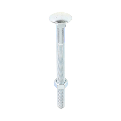 M16x200 Carriage Bolt & Nut DIN 603 Zinc Plated Gr.4.8 Pack 5