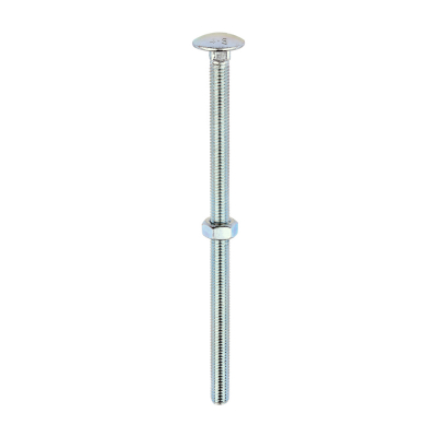 M8x150 Carriage Bolt & Nut DIN 603 Zinc Plated Gr.4.8 Pack 25
