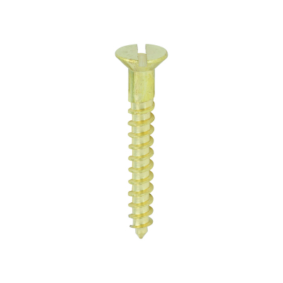 No8x11/4 Slotted Countersunk Woodscrew Brass Pack 200