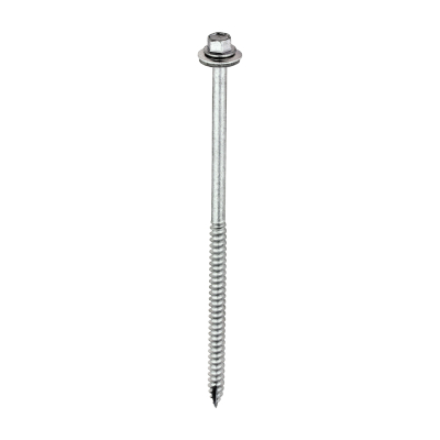 6.3x150 Hex Metal to Timber Slash Point External Screw and Washer Silver Pack 100