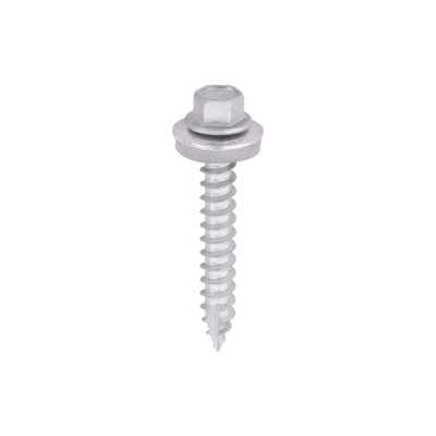 6.3x45 Hex Metal to Timber Slash Point External Screw and 16mm Washer Silver Pack 100