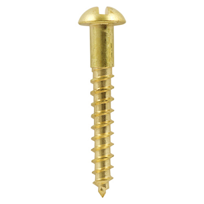 No4x1/2 Slotted Round Woodscrew Brass Pack 200