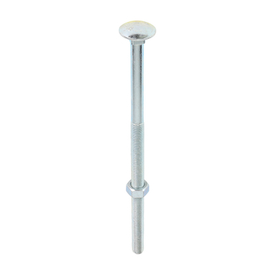 M12x240 Carriage Bolt & Nut DIN 603 Zinc Plated Gr.4.8 Pack 10