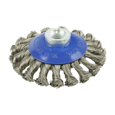100 (M14x0.5) Angle Grinder Twisted Knot Stainless Steel Wire Bevel Brush