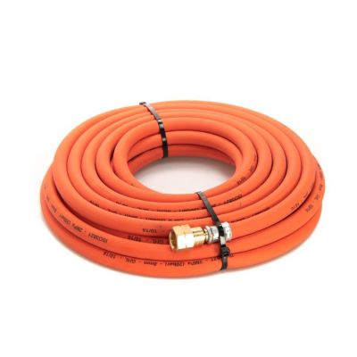 8mm Propane Fitted Hose 10Mtr 3/8Inch Check Valve Orange