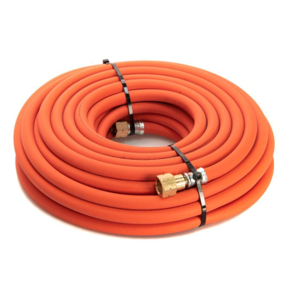 8mm Propane Fitted Hose 20Mtr 3/8Inch Check Valve Orange