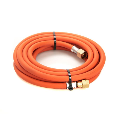 8mm Propane Fitted Hose 5Mtr 3/8Inch Check Valve Orange
