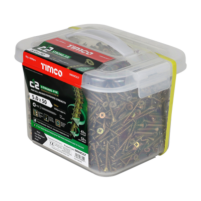 5.0x50 Pozi Countersunk Multi Purpose Screw Zinc & Yellow Plated Timco C2 Range Pack 1600