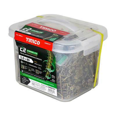 5.0x80 Pozi Countersunk Multi Purpose Screw Zinc & Yellow Plated Timco C2 Range Pack 1000