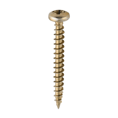 4.0x35 Pozi Pan Multi Purpose Screw Zinc & Yellow Plated Timco Classic Range Pack 200