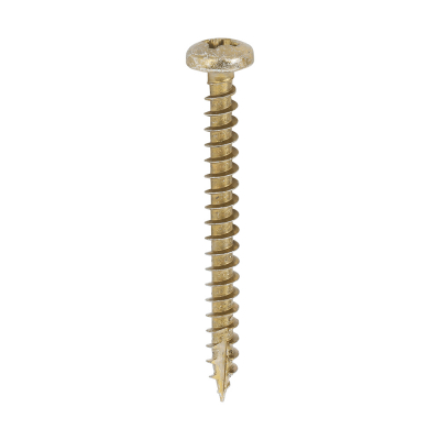 4.0x40 Pozi Pan Multi Purpose Screw Zinc & Yellow Plated Timco Classic Range Pack 200