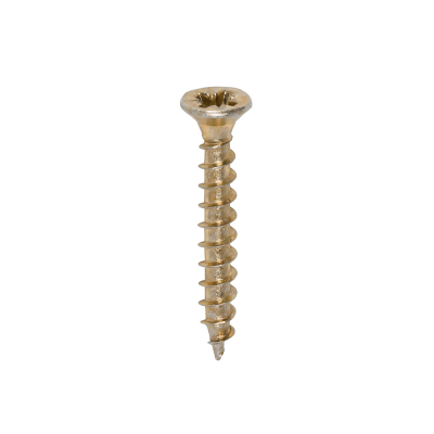 3.5x25 Pozi Countersunk Chipboard Screw Zinc & Yellow Plated Timco Solo Range Pack 200
