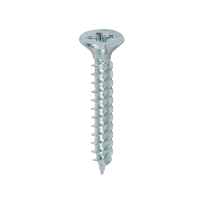 No7x1 Pozi Countersunk Twin Threaded Woodscrew Zinc Plated Pack 200