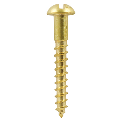 No8x3/4 Slotted Round Woodscrew Brass Pack 200